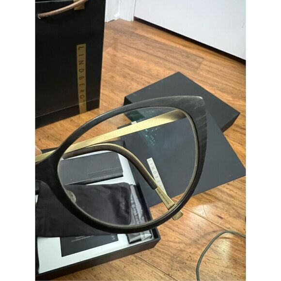 LINDBERG buffalo horn trae titanium cat eye style eyeglasses - Picture 10 of 16